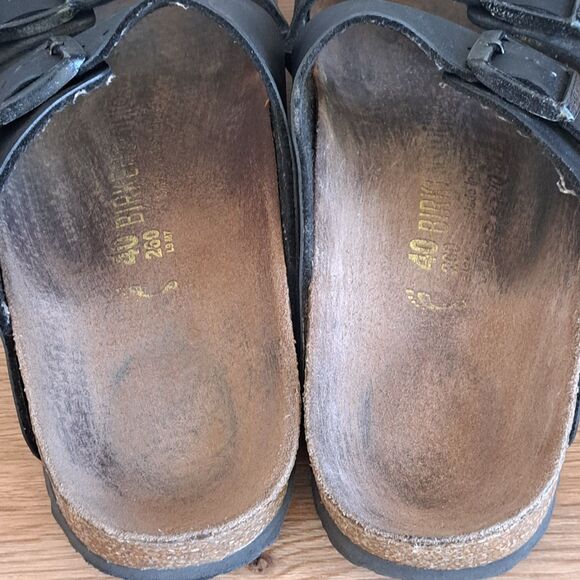 Birkenstock Arizona Womens Sandals Shoes 40 Narrow Black Straps Buckle Leather - Picture 4 of 9